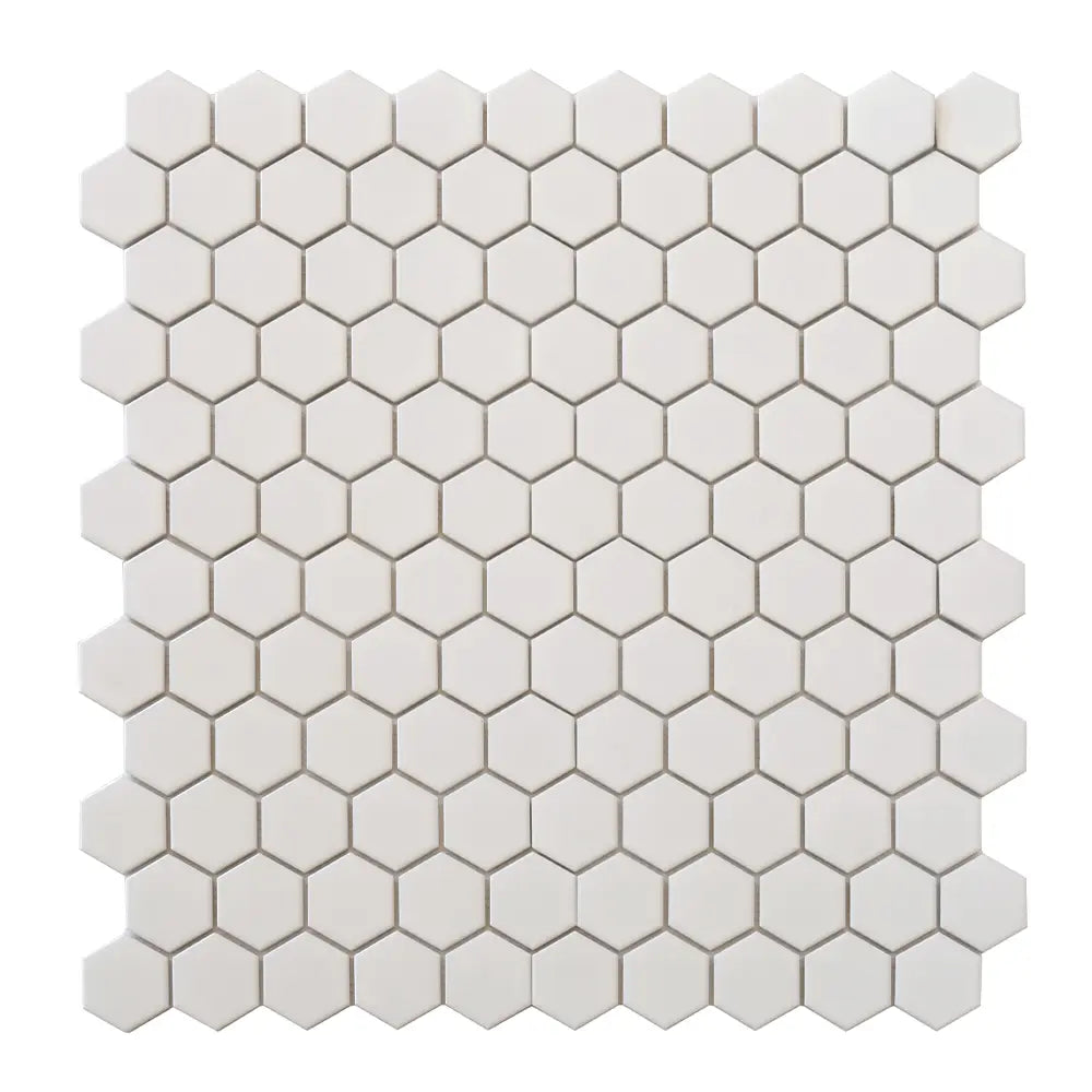 2'' White Matte Hexagon Porcelain Mosaic