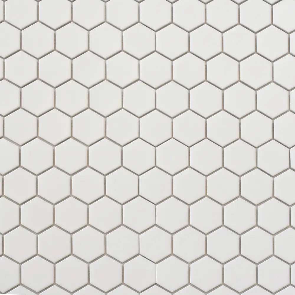 2'' White Matte Hexagon Porcelain Mosaic