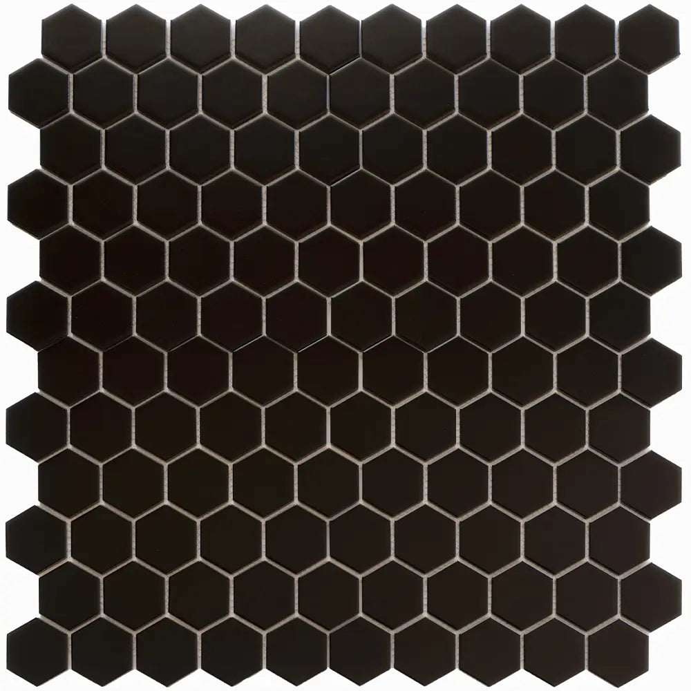 2'' Black Matte Hexagon Porcelain Mosaic | Tile Club
