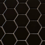 2'' Black Matte Hexagon Porcelain Mosaic | Tile Club