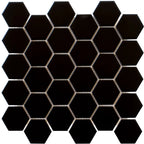 2'' Black Matte Hexagon Porcelain Mosaic | Tile Club