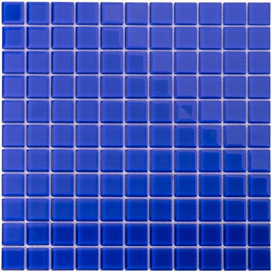 Cobalt Blue Square Glass Mosaic Tile 1x1 Sample