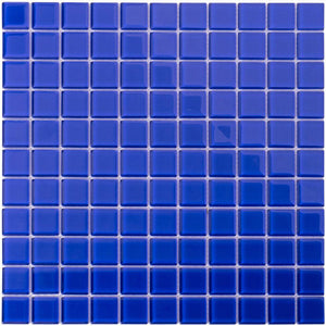 Cobalt Blue Square Glass Mosaic Tile 1x1 Sample