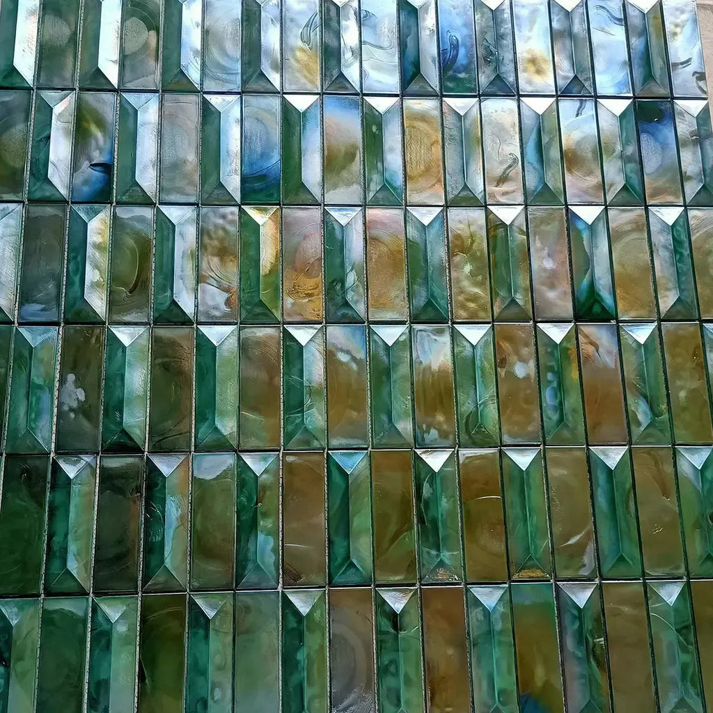 Prism Jade Beveled Brick Cast Glass Mosaic Tile | Tile Club