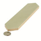 Sage-coloured ceramic tile with coin