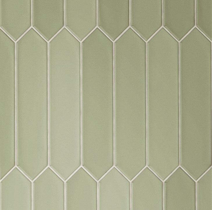 Green picket ceramic wall tile