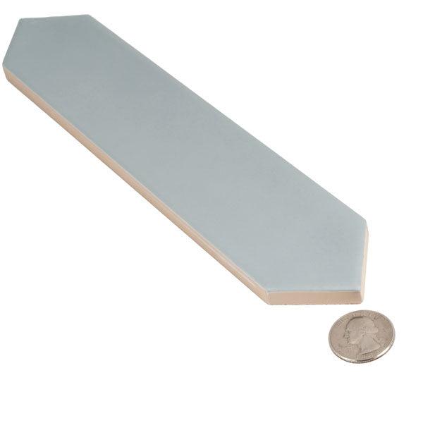 Light blue ceramic tile with coin