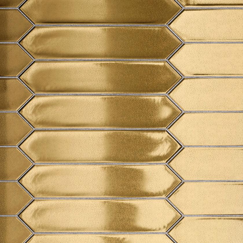 Gold ceramic picket tile