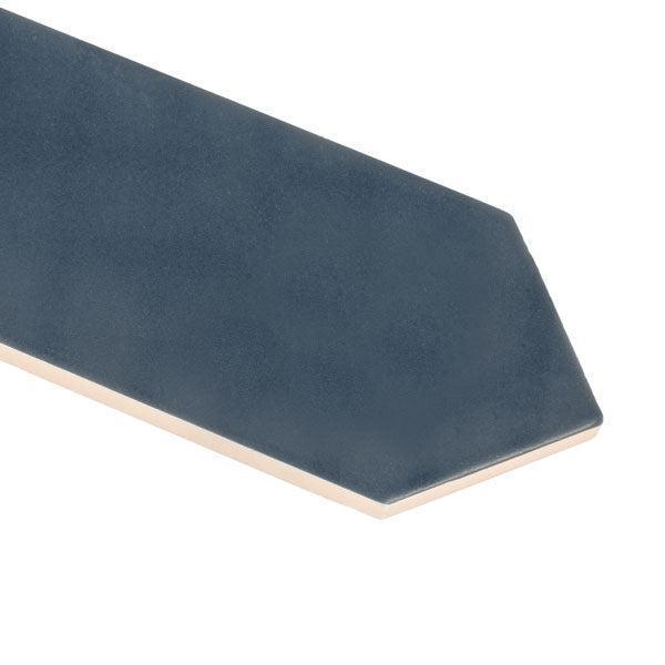 Navy blue ceramic tiles close up