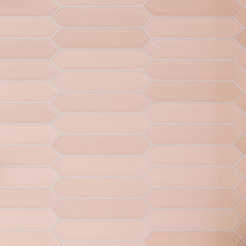 Rose pink ceramic picket tile