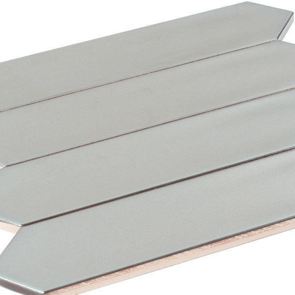 Silver ceramic tiles close-up