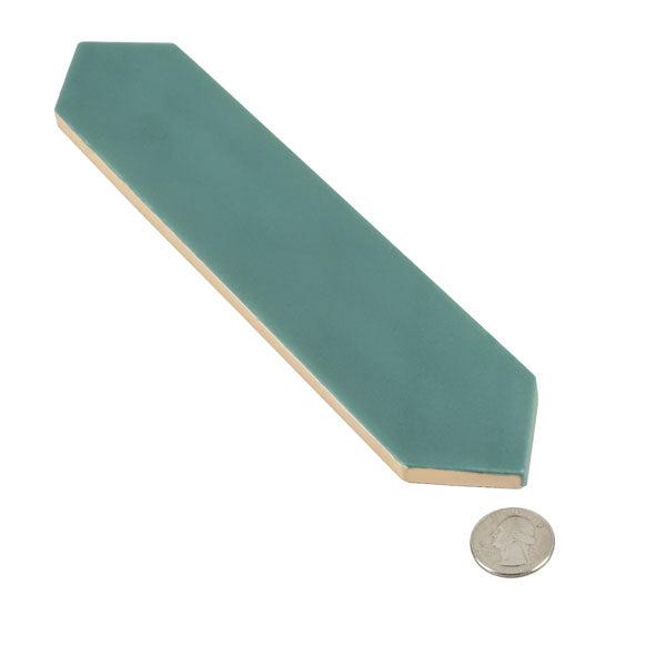 Viridian green ceramic tile with coin