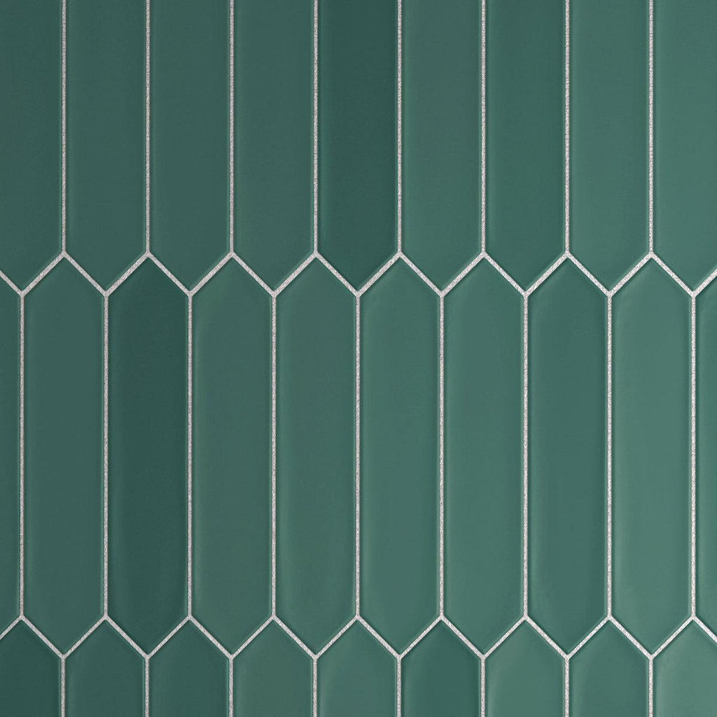 Green ceramic picket tile