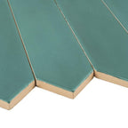 Viridian green ceramic tiles close-up