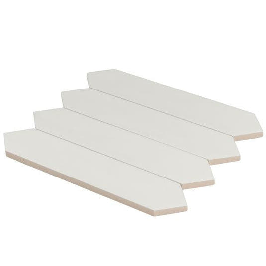 4 White ceramic tiles, side view
