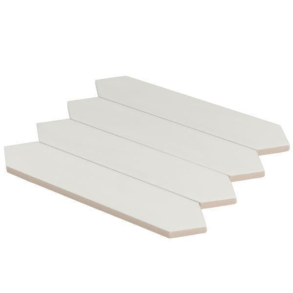 4 White ceramic tiles, side view