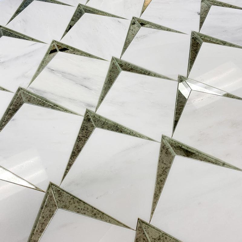 Arrowhead Antique Mirror Glass Marble Mosaic Tile | Tile Club