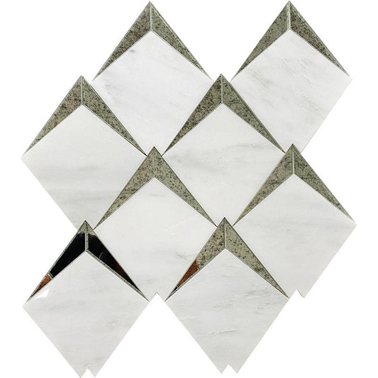 Arrowhead Antique Mirror Glass Marble Mosaic Tile Sample
