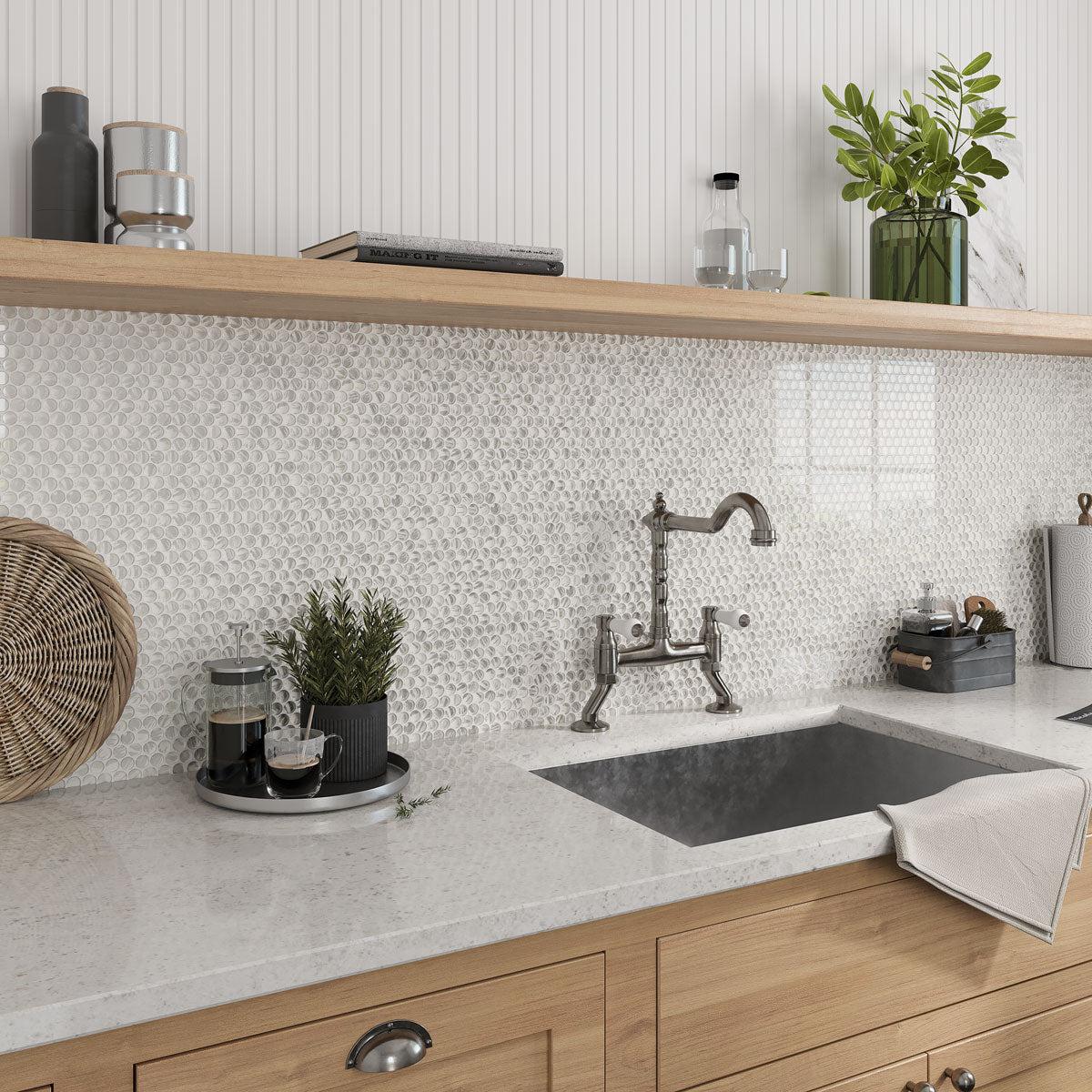 Illumine Silver Dust Penny Round | Tile Club