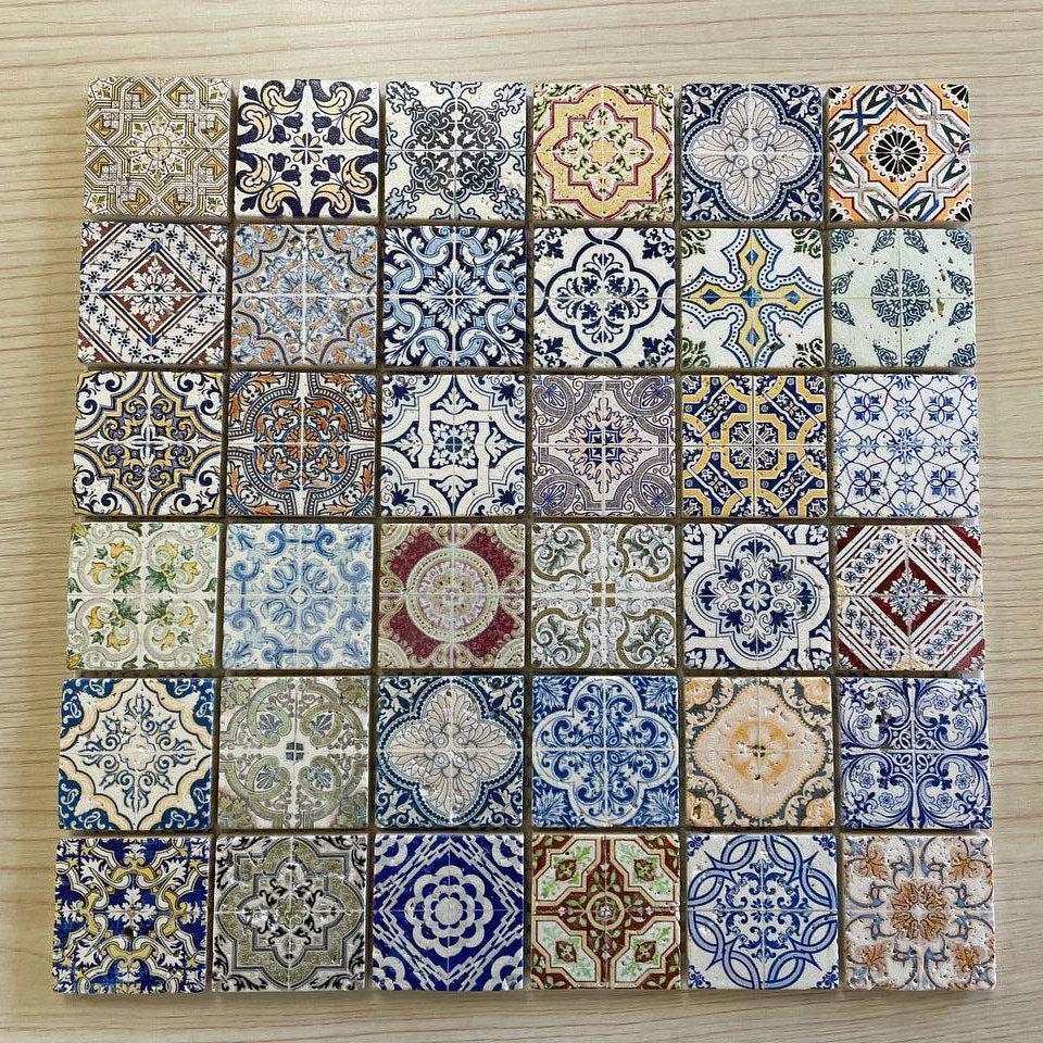 Colorful Patterned Tiles with Spanish Designs