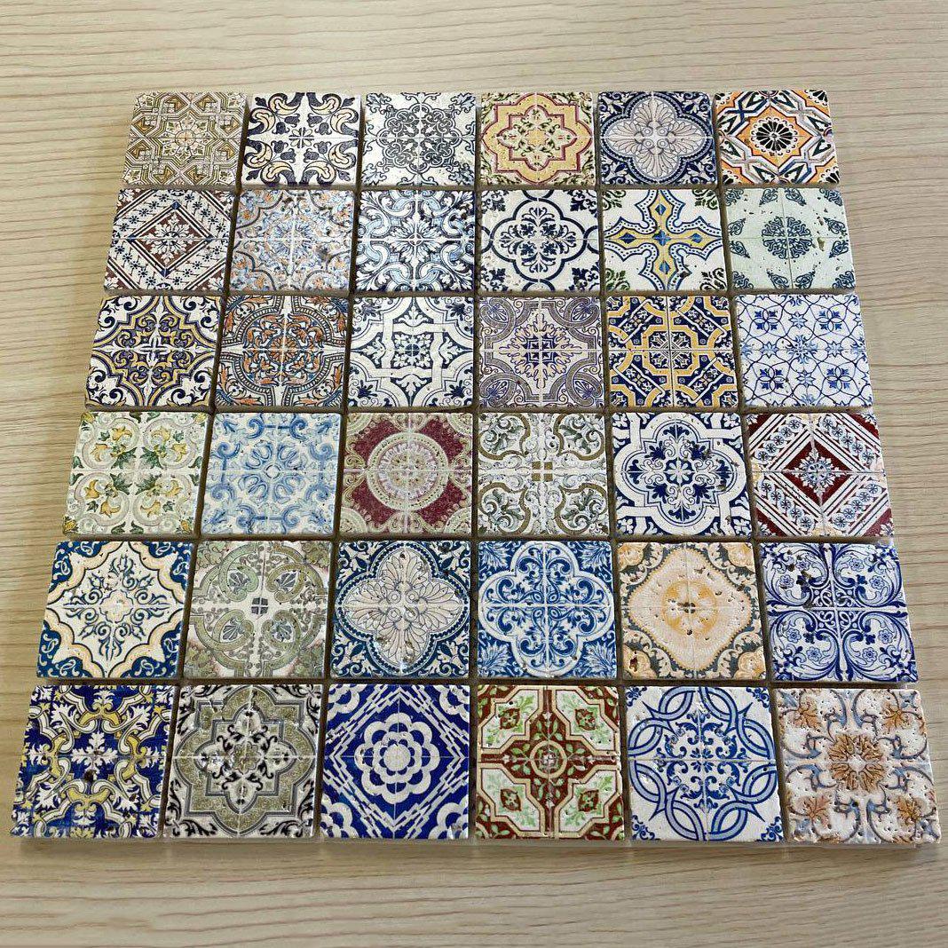 Colorful Patterned Tiles with Spanish Designs