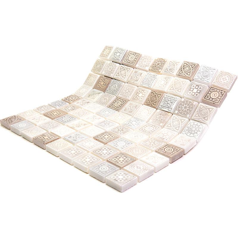Ethnic Cream Etched Mosaic Tile | Tile Club