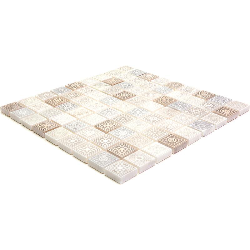Ethnic Cream Etched Mosaic Tile | Tile Club