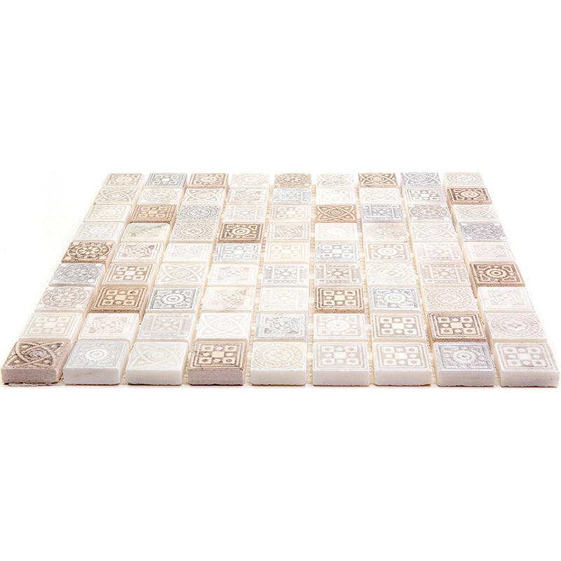Ethnic Cream Etched Mosaic Tile | Tile Club