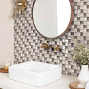 Textured Mini Brick Wooden Beige And Glass Mosaic Tile