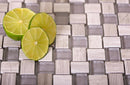 Textured Mini Brick Wooden Beige And Glass Mosaic Tile | Tile Club