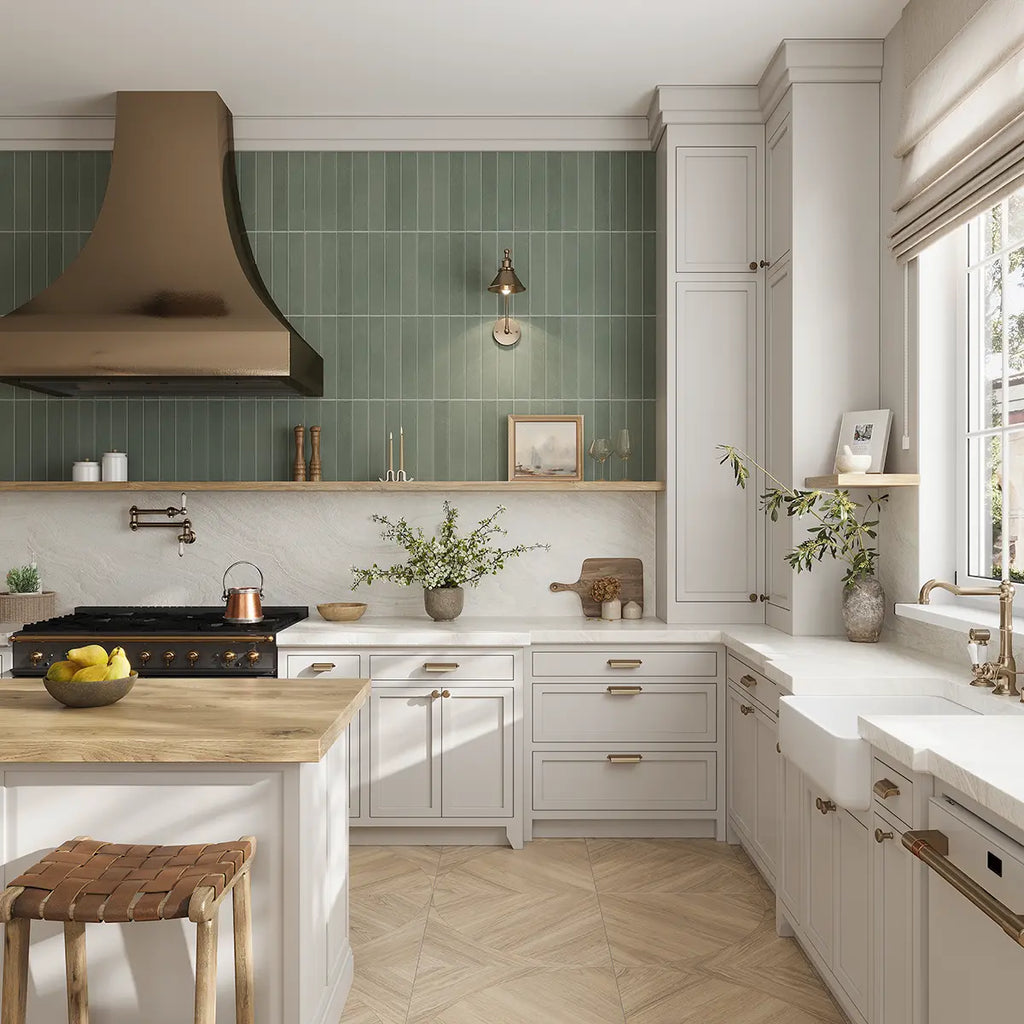 Japandi Natural Geometric Parquet Wood-Look Tile Flooring | Tile Club