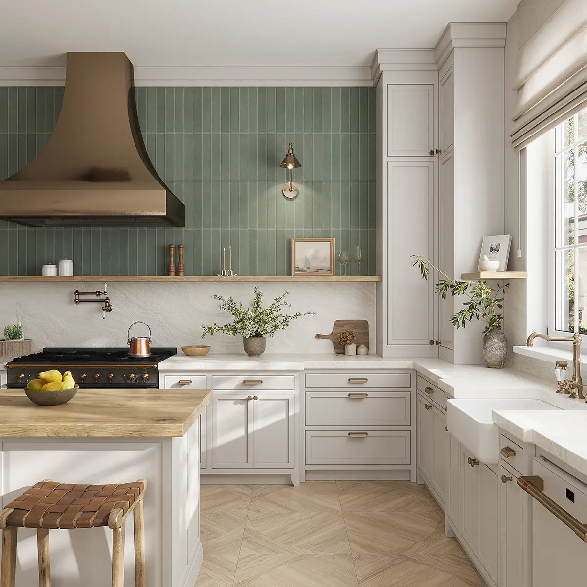 Japandi Natural Geometric Parquet Wood-Look Tile Flooring | Tile Club