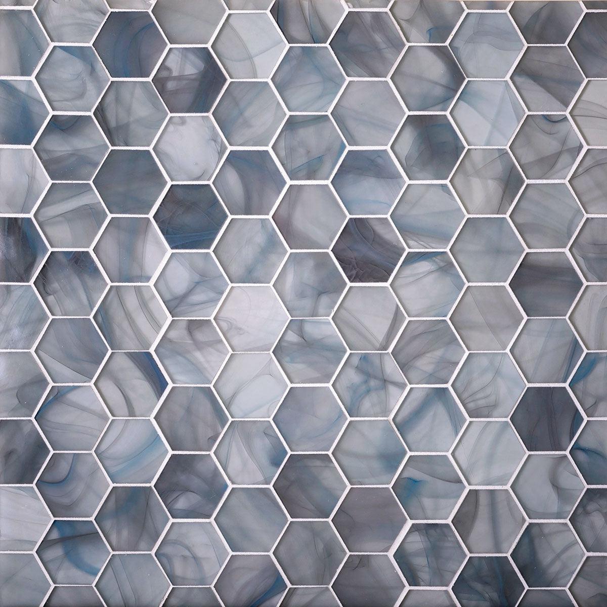 Sea Glass Hexagon Blue Mosaic Tile | Tile Club