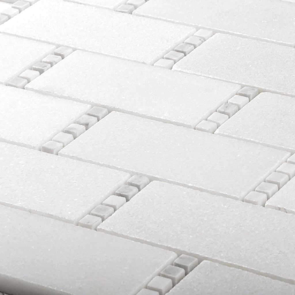 White Marble Subway Mosaic Tile With Carrara Dots | Tile Club