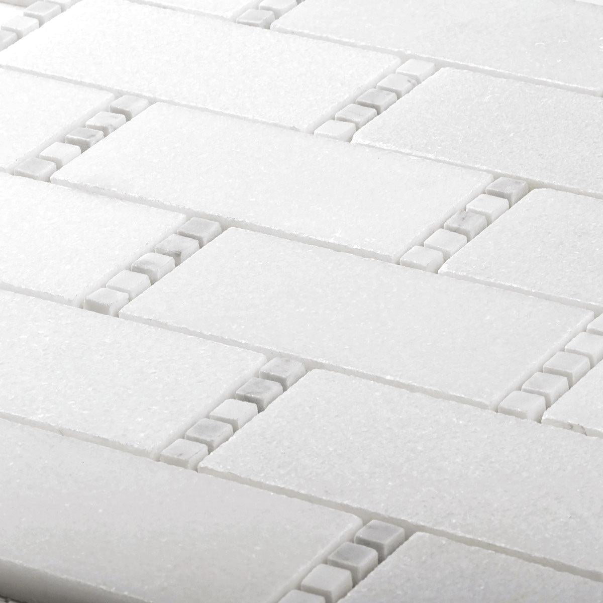 White Marble Subway Mosaic Tile With Carrara Dots | Tile Club