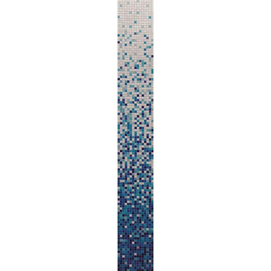 White and Multi Blue Gradient Mixed Squares Glass Pool Tile