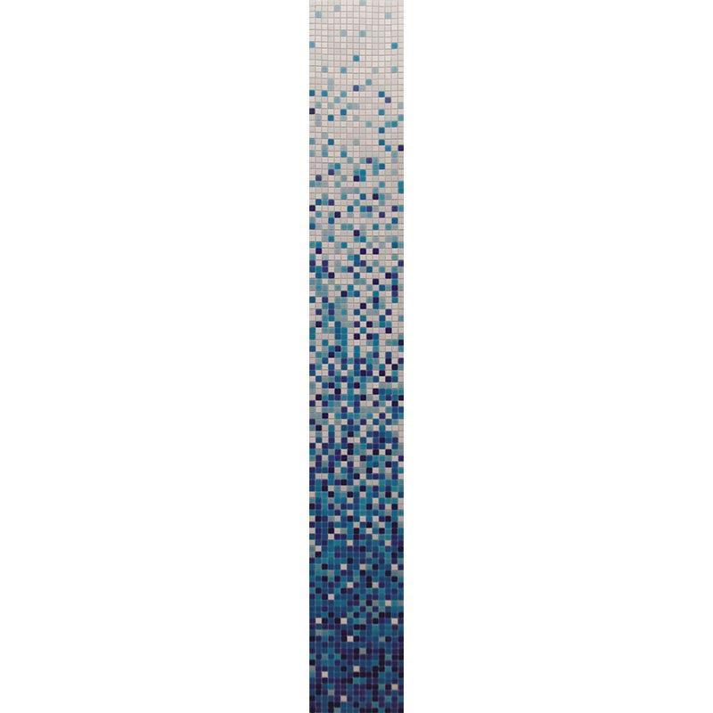 White and Multi Blue Gradient Mixed Squares Glass Pool Tile