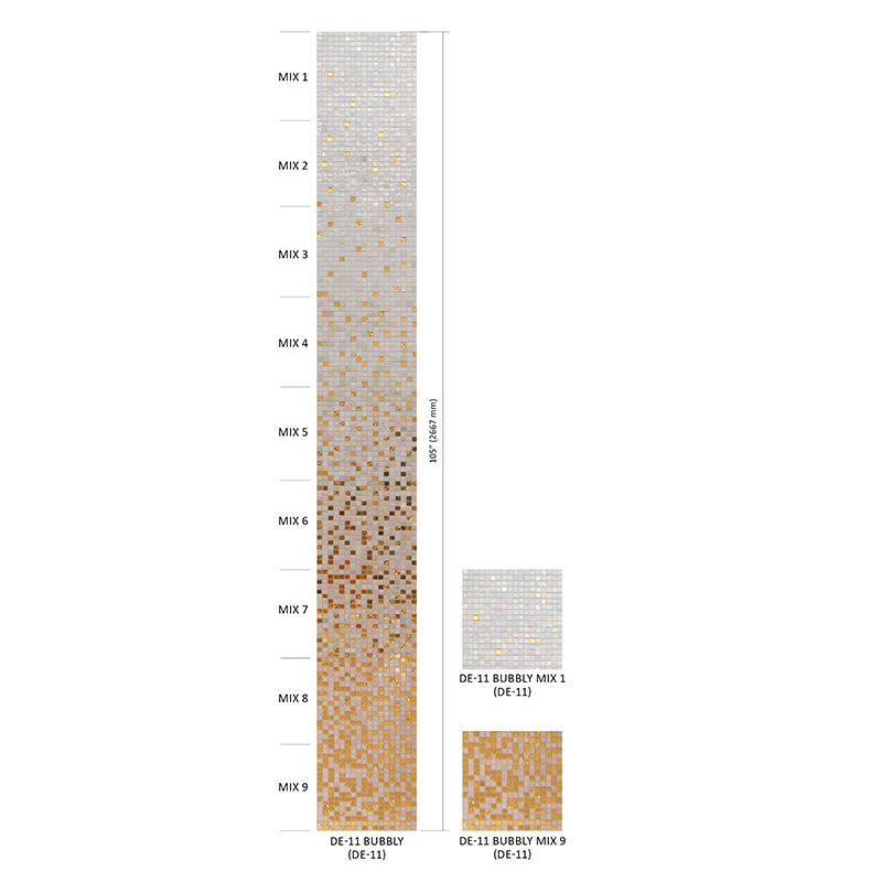 Shimmery Gold and While Gradient Mixed Squares Glass Tile DISC | Tile Club