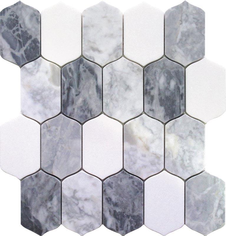 Calacatta Bluette Elongated Hexagon Mosaic Tile