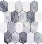 Calacatta Bluette Elongated Hexagon Mosaic Tile