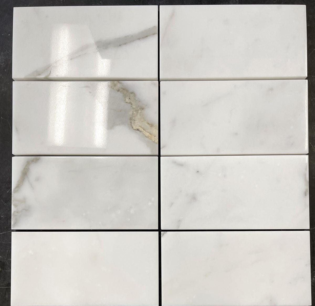 Calacatta Gold 3X6 Polished Marble Subway Tile | Tile Club