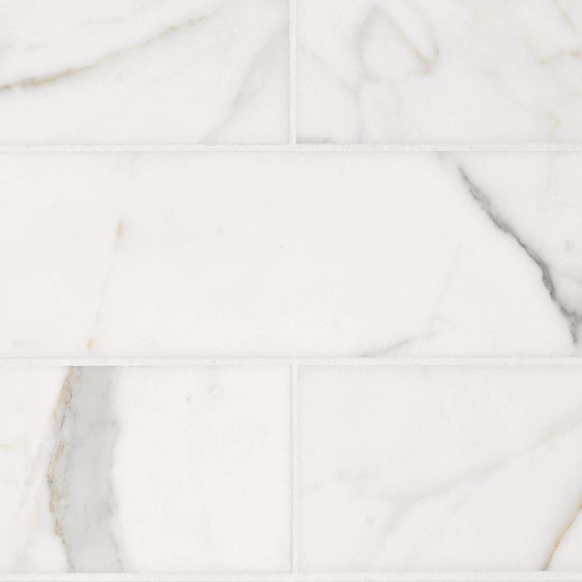 Calacatta gold marble subway tiles