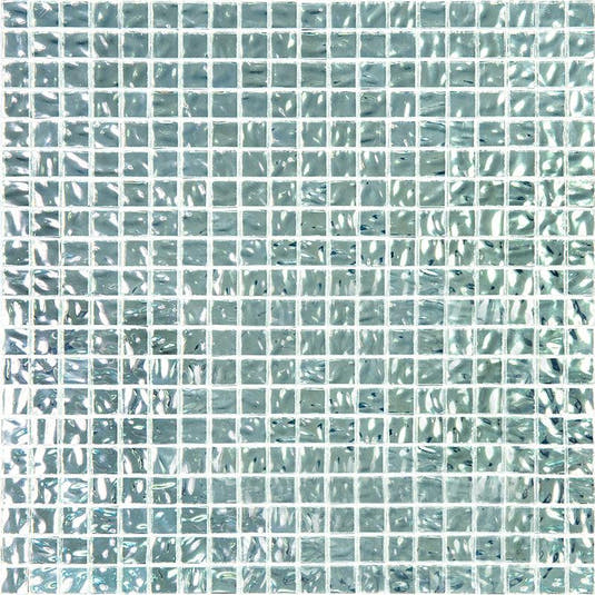 0.6" Wavy Silver Squares Glass Tile