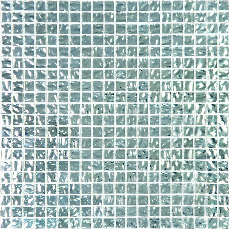 0.6" Wavy Silver Squares Glass Tile