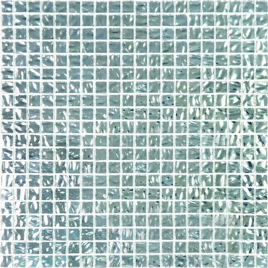 0.6" Wavy Silver Squares Glass Tile Sample