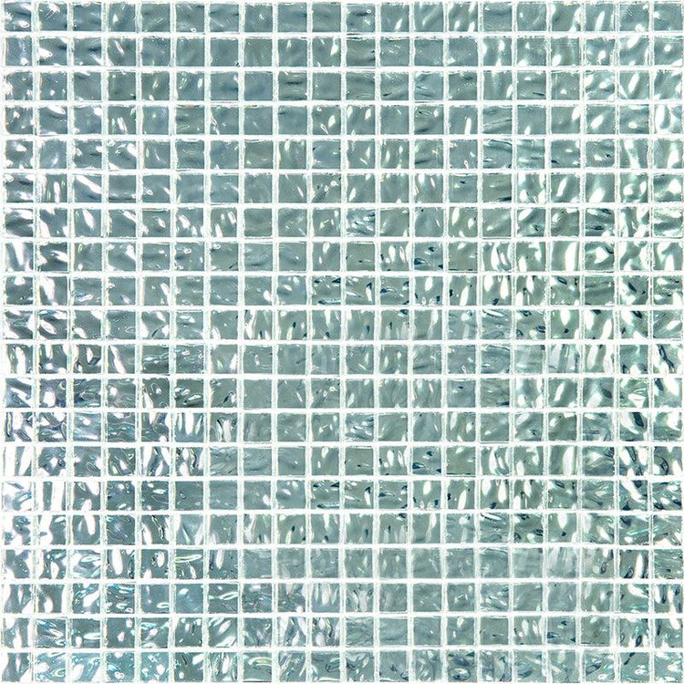 0.6" Wavy Silver Squares Glass Tile Sample