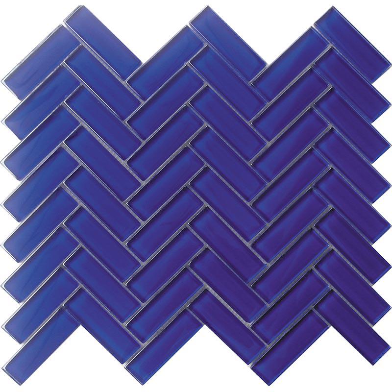 Cobalt Blue Herringbone Glass Tile | Tile Club