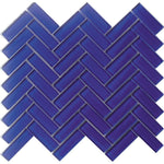 Cobalt Blue Herringbone Glass Tile