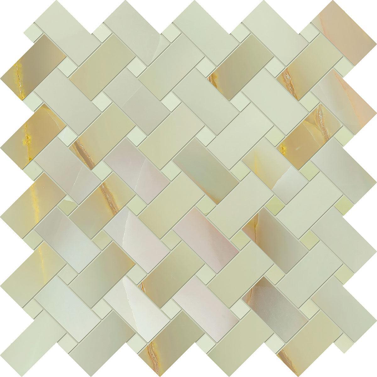 Emporio Soft Jade Onyx Porcelain Mosaic Tile Sample | Tile Club