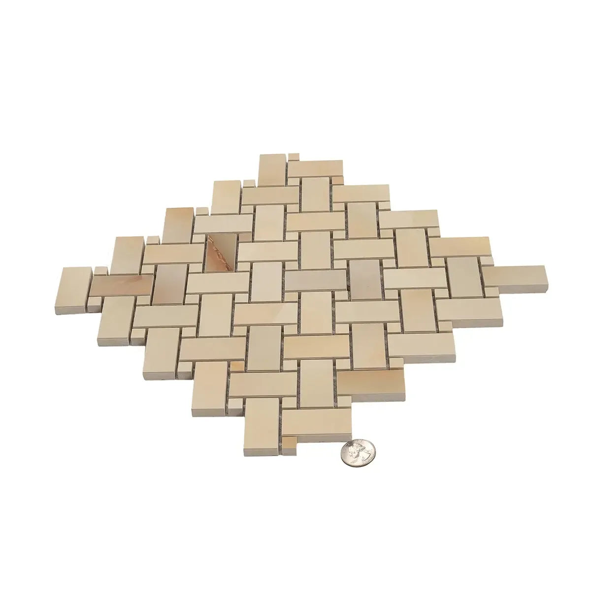 Emporio Soft Peach Onyx Porcelain Mosaic Tile | Tile Club